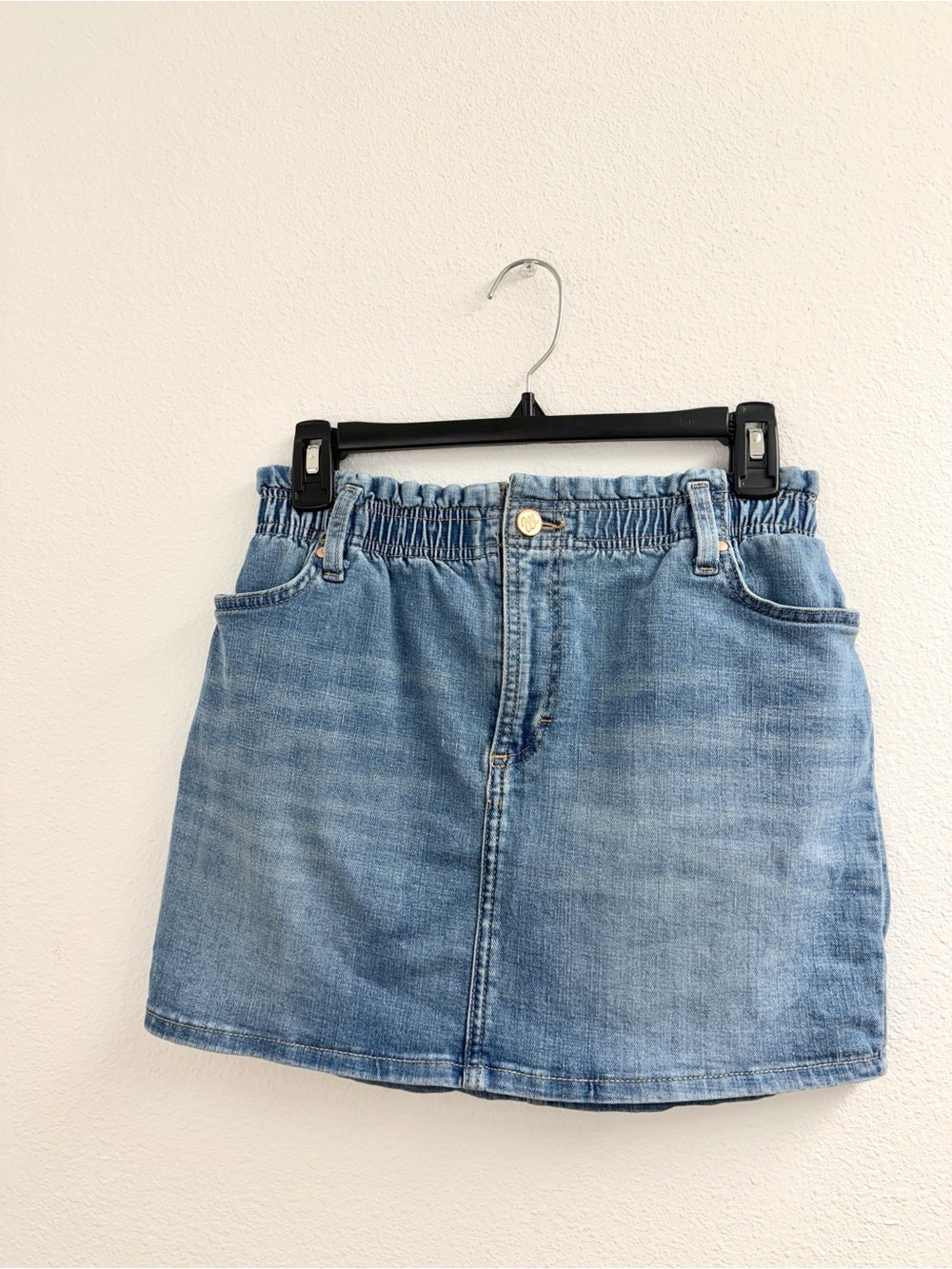 Wrangler Blue Denim Elastic-Waist western Mini Skirt size 14